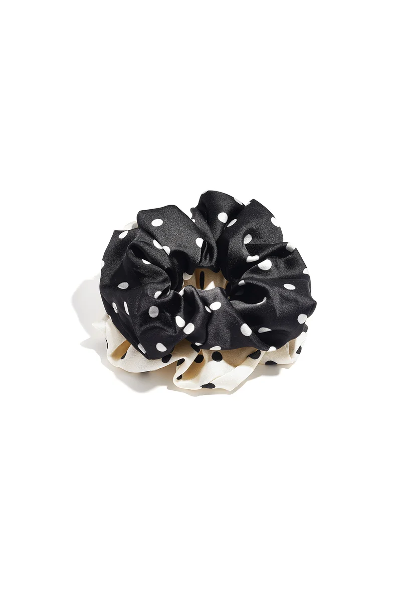 Black Polka Dot Scrunchie