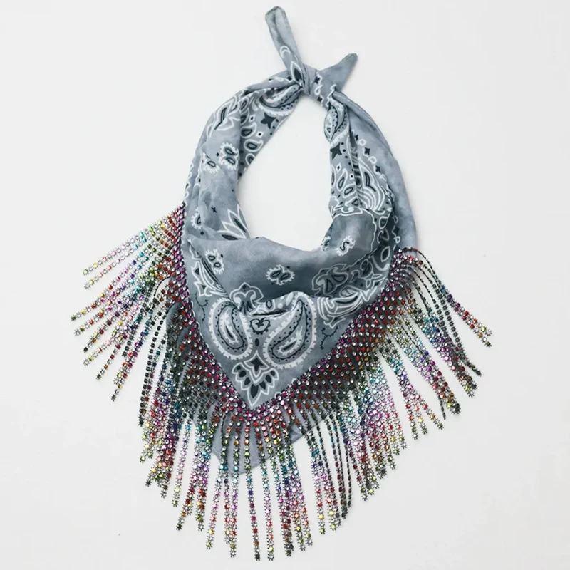 Sjaal met paisleyprint en strass-steentjes - Hiphop-haaraccessoire in clubstijl voor hiphopfeesten