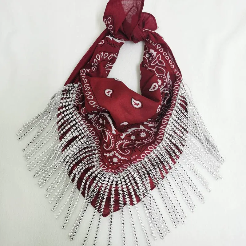 Maker Cashew Flower Hip Hop Street Tassel Sjaal - Strass Mode Feestontwerp