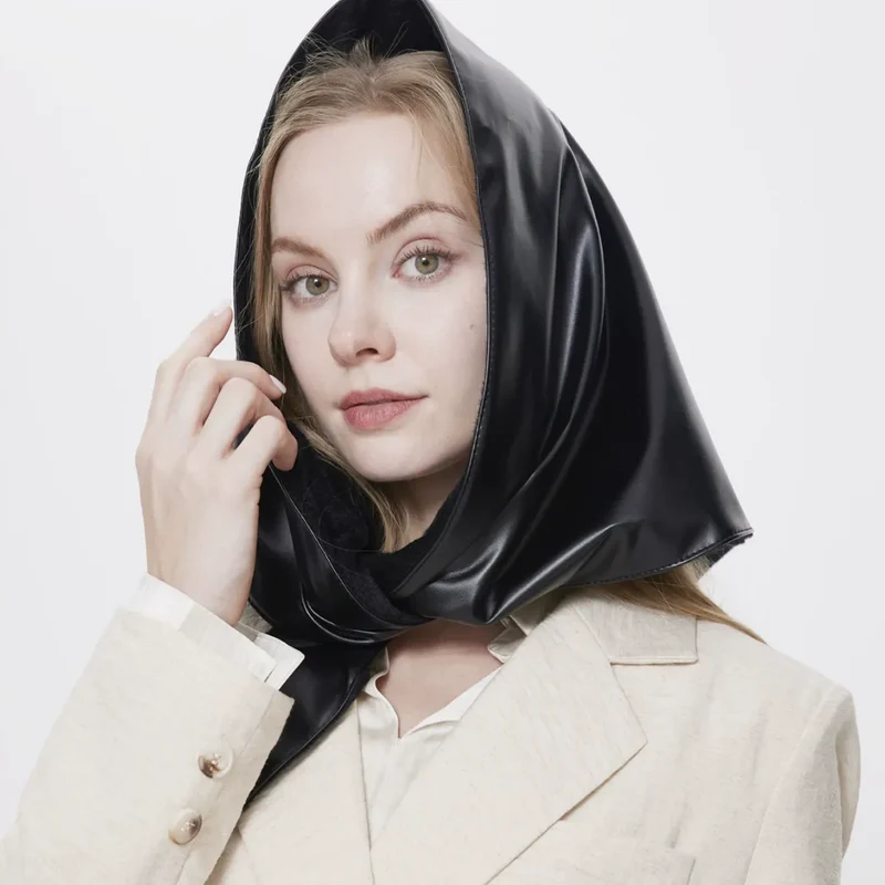 Leverancier Mode effen dames driehoek sjaal - kunstleren hoofddoek veelzijdig en warm