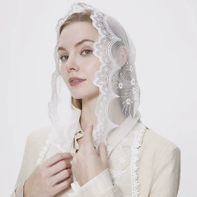 Leverancier Elegante Vintage Lady Lace Veil - Bruiloft Feestdagen Katholieke Hoofdtooi