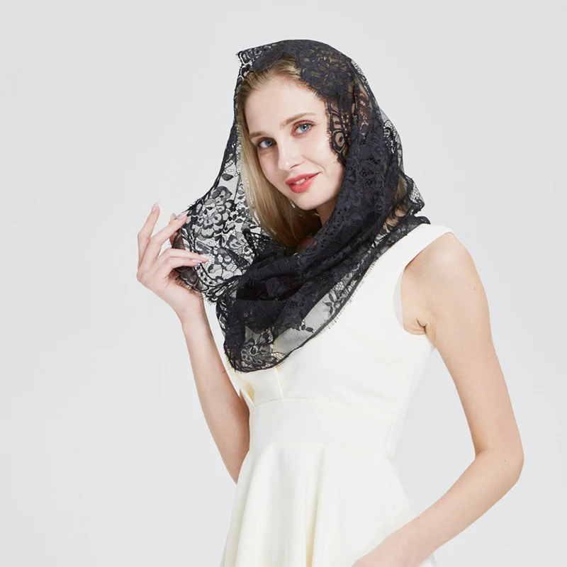 Groothandel in kerkmissluierhoofddeksels - Geborduurde religieuze mesh hoofddoek