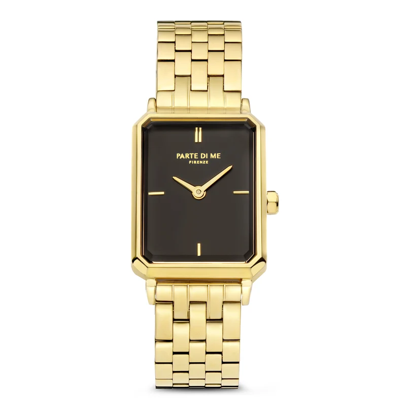 Parte Di Me Orologio Rechthoekig Dameshorloge Goudkleurig en Zwart PDM09001