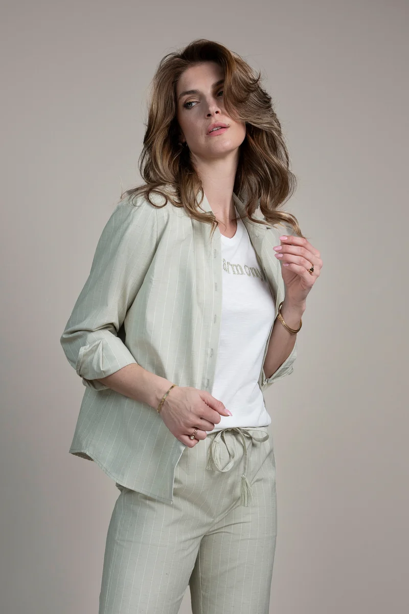 Blouse Jessie Sage Stripe Linnen