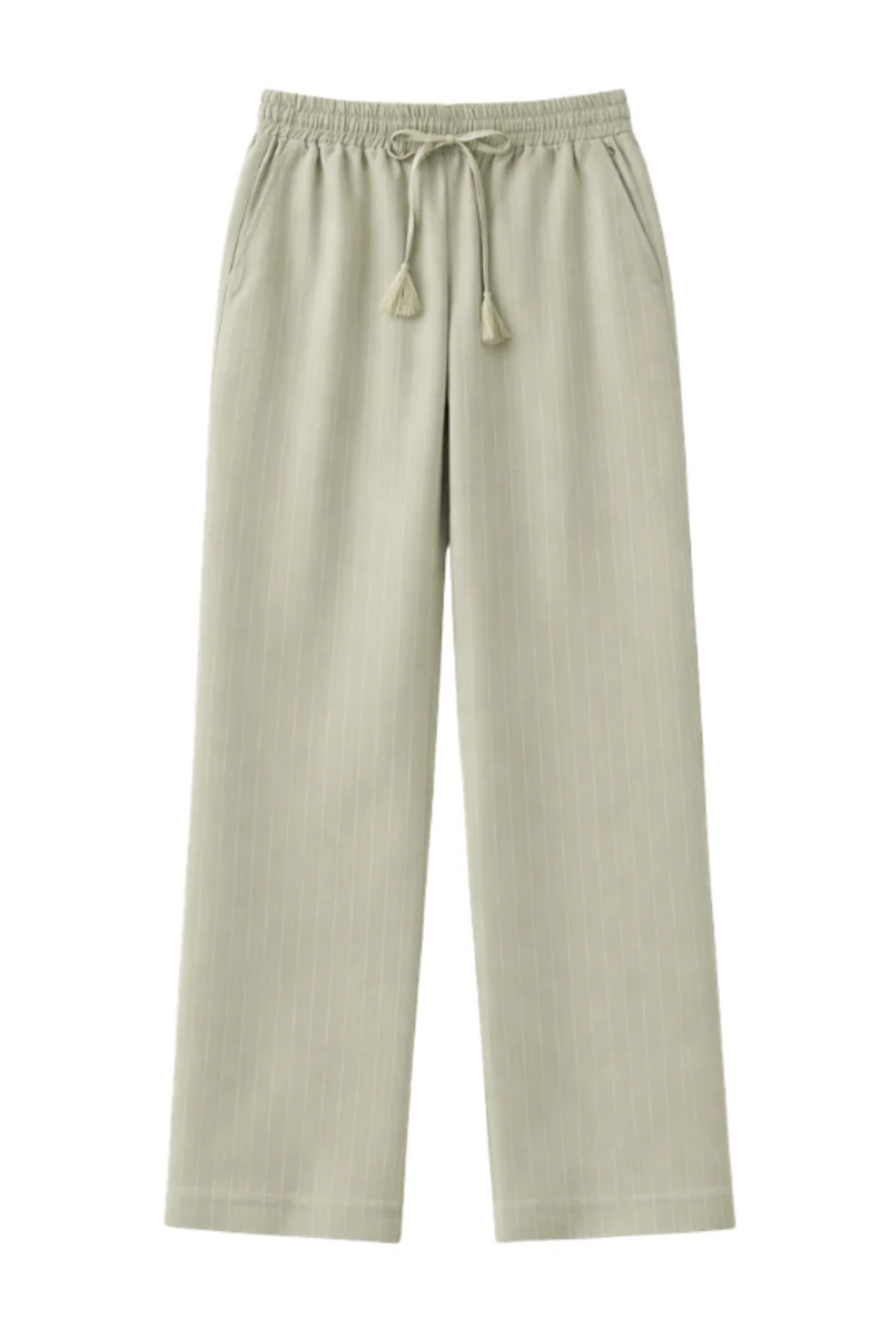 Broek Jessie Sage Stripe Linnen