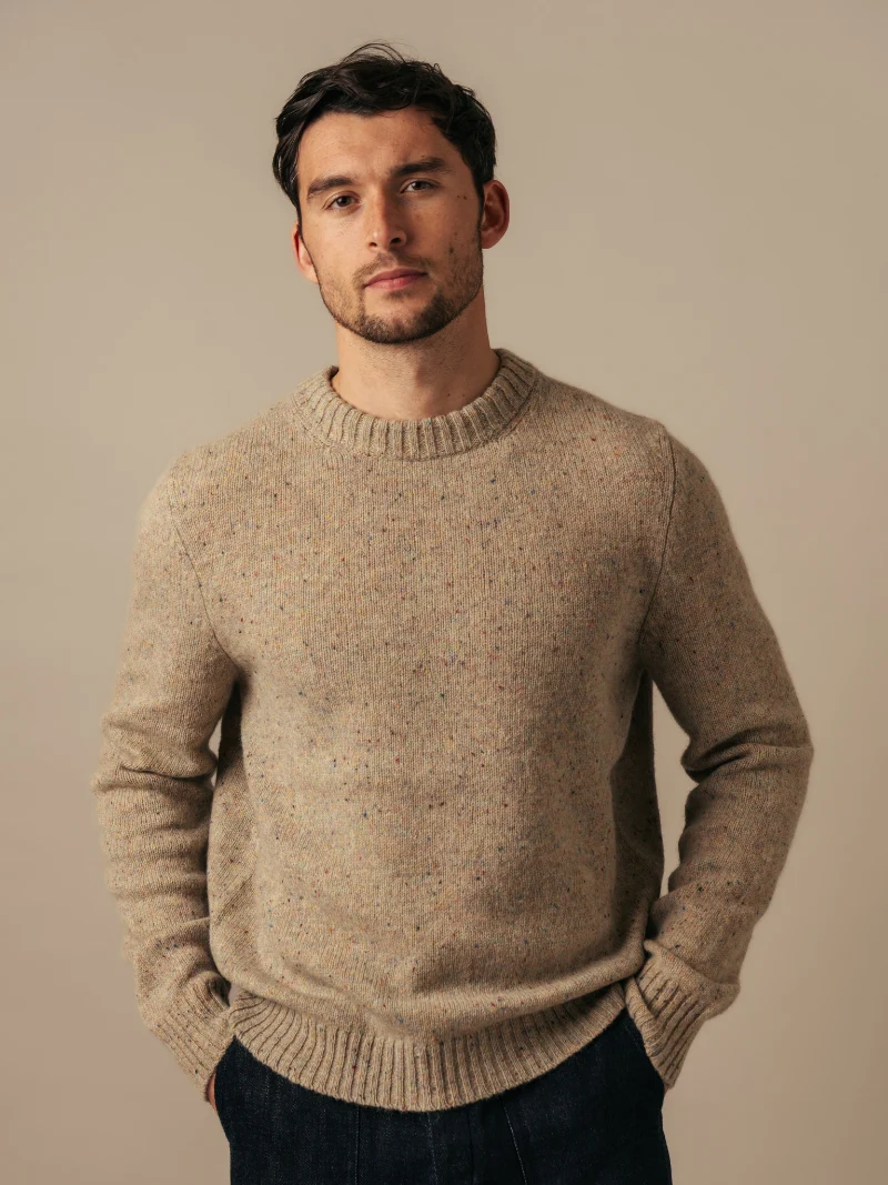 Eribé Brora Herren Pullover Sand | Shetlandwolle