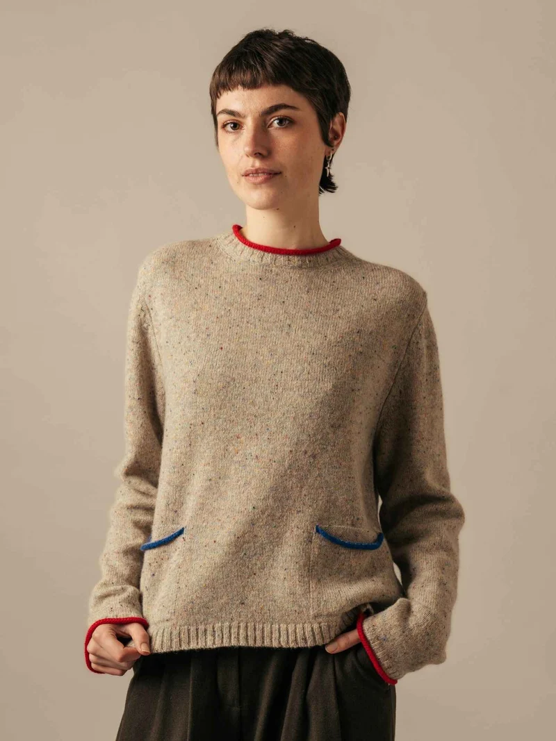 Eribé Damen Tweed Nep Pullover Sand