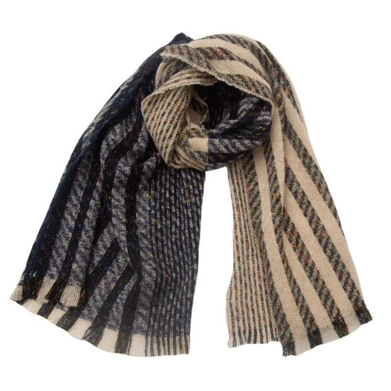 Vintage gestreepte dikke winterse omslagdoek - herfst oversized deken sjaal ODM