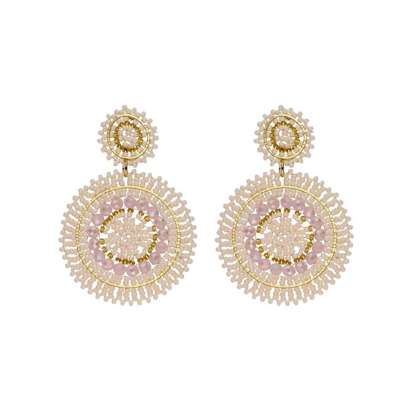 Biba Oorbellen Beige - Crystal & Acryl | Goud | 69x49mm