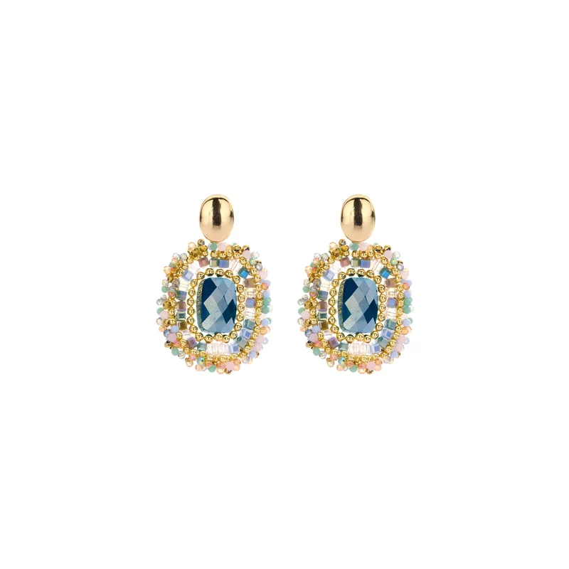 Biba Oorbellen Multicolor - Crystal & Glas | Goud | 45x30mm
