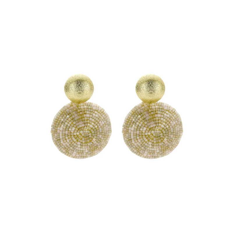 Biba Oorbellen Beige - Crystal & Acryl | 75x37mm