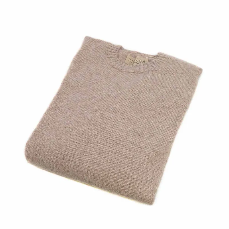 Kinalba Herren Kaschmir Pullover Rundhals Beige