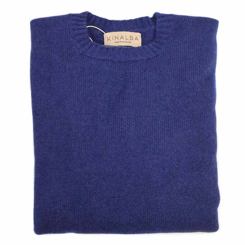 Kinalba Herren Kaschmir Pullover Rundhals Blau
