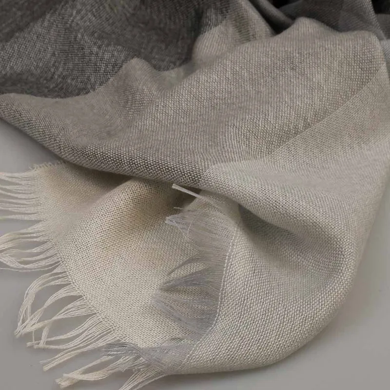 Kinalba Seidenschal Grau Karo | Kaschmir & Seide | Made in Scotland