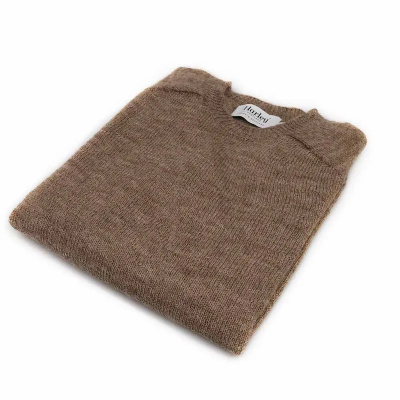 Harley of Scotland Herren ungefärbte Shetland Schurwolle Pullover Beige