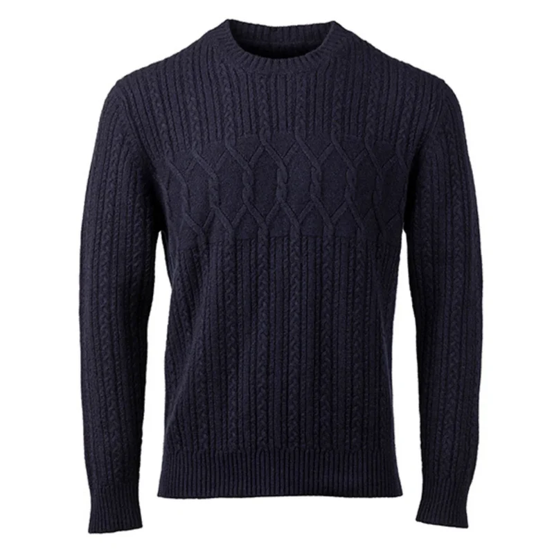 Kinalba Kaschmir Pullover | Zopfmuster Blau | Made in Scotland