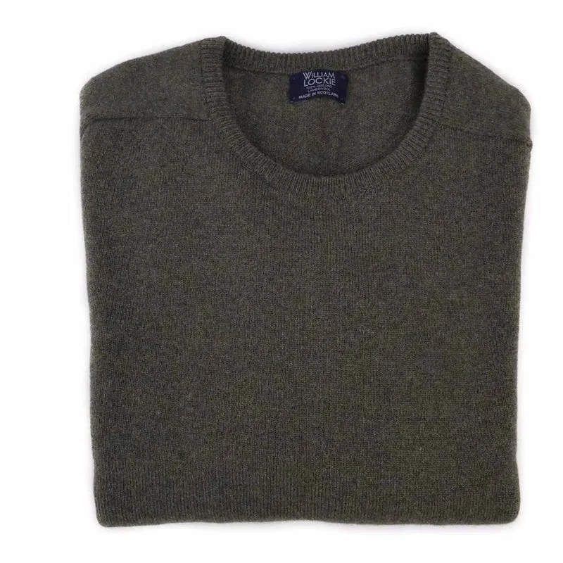 William Lockie Herren Pullover 100% Geelong Lammwolle Leven Waldgrün