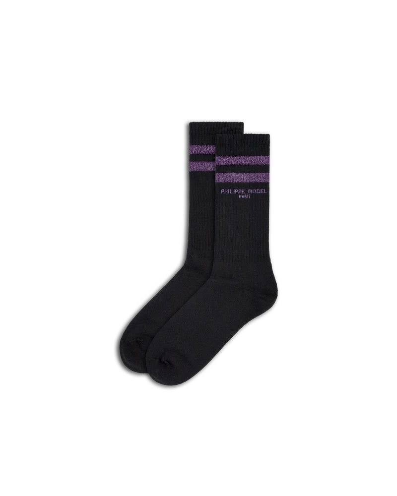 Socks in Cotton, Black Purple