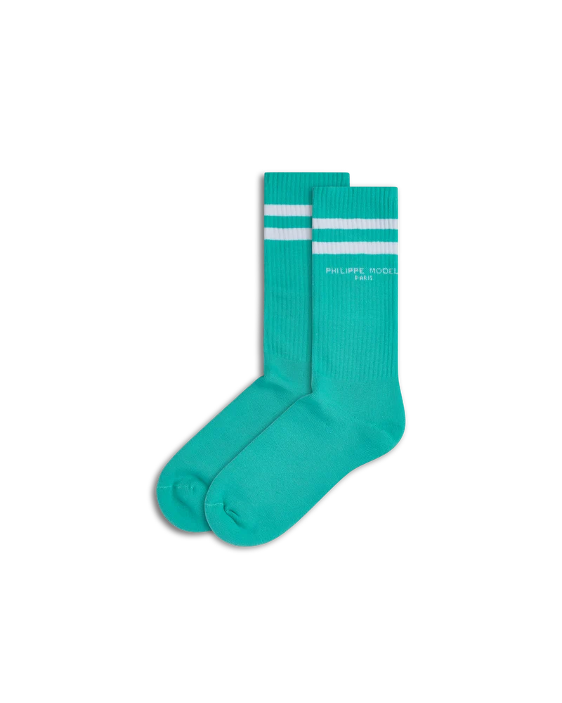 Socks in Cotton, Light Blue White