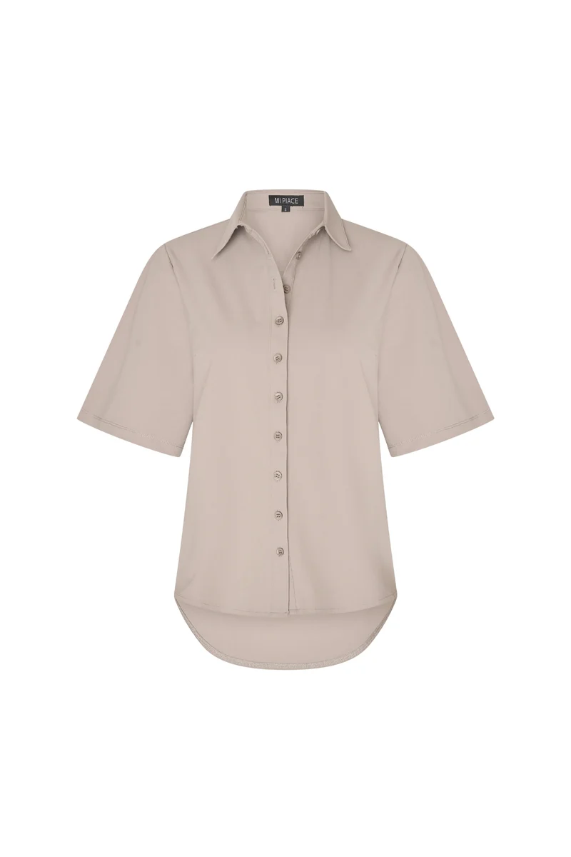 Travel Blouse Wijde Mouw Taupe 202502