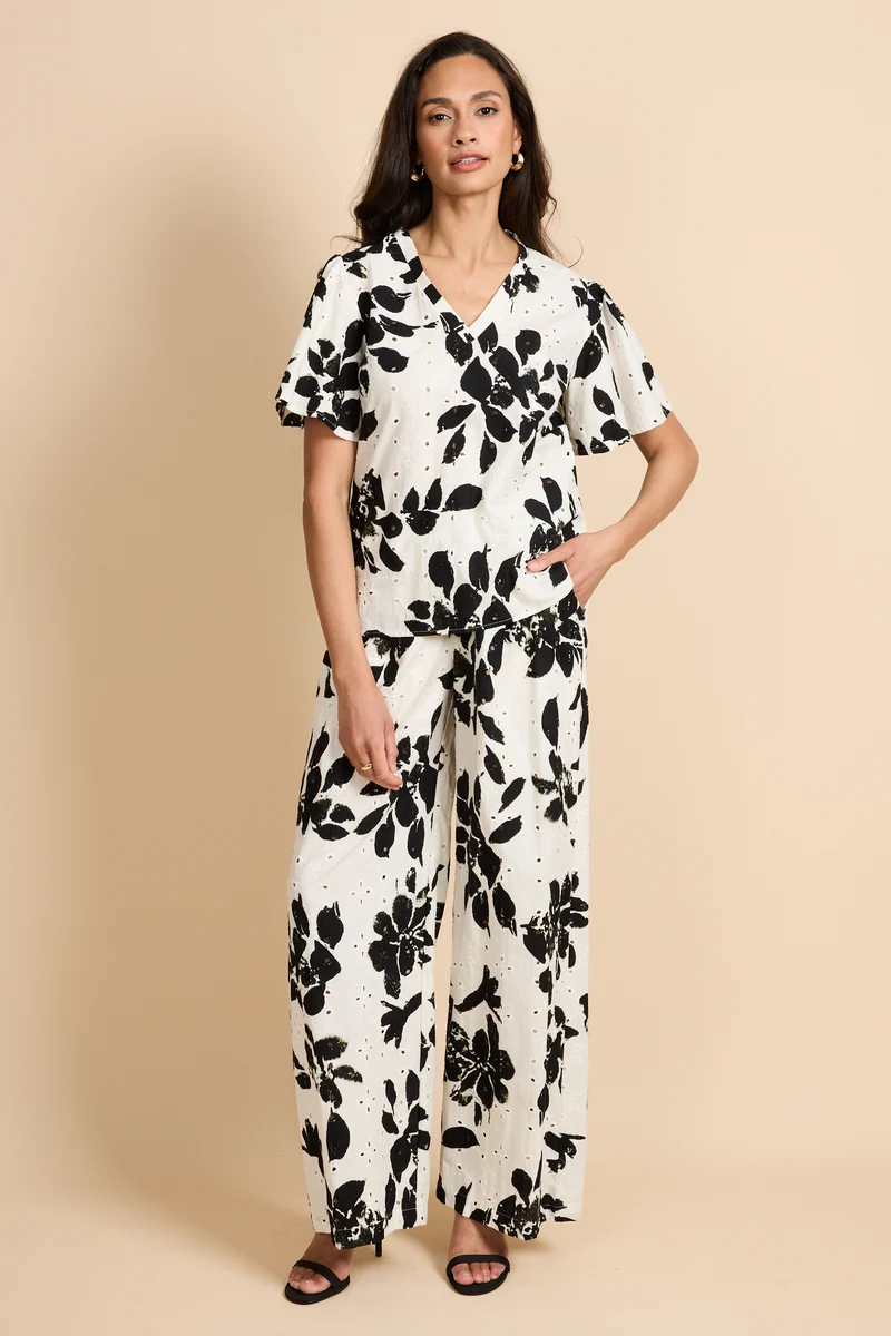 Broek Aeris Offwhite Black