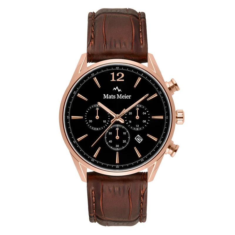 Mats Meier Grand Cornier Chrono Zwart/Bruine Horloge MM00101