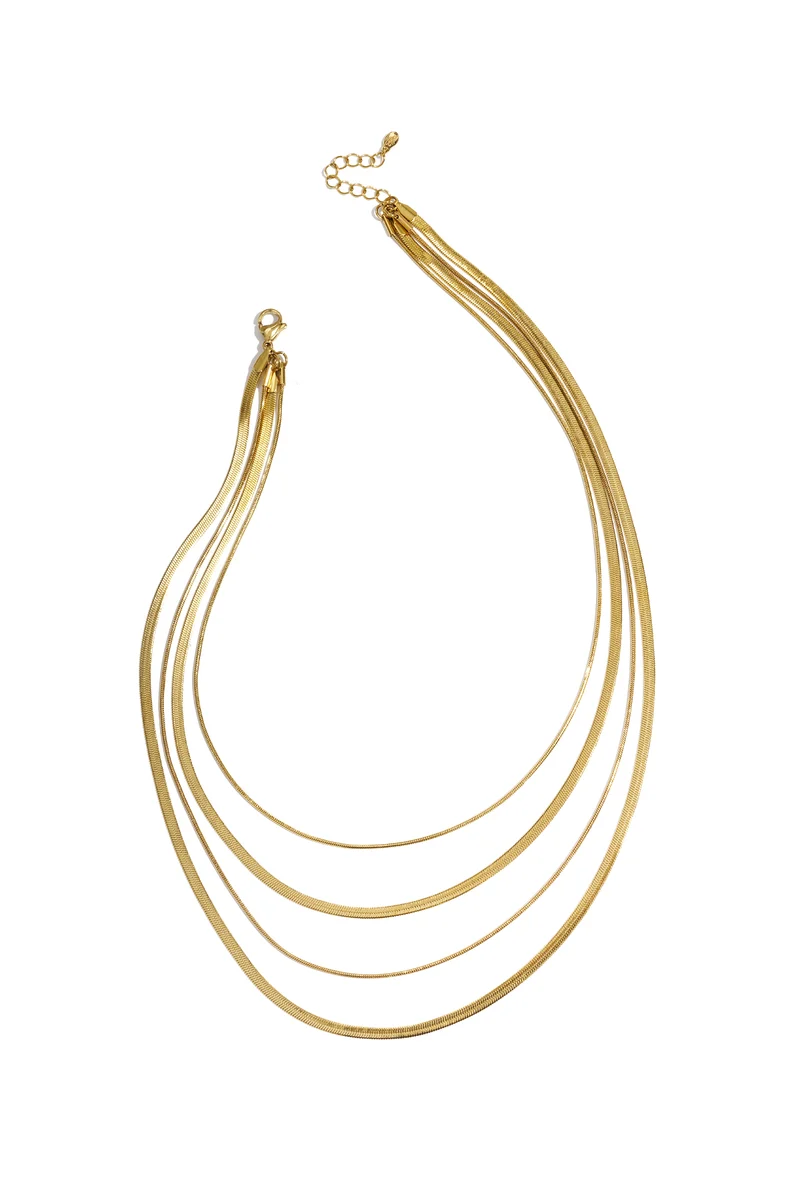 Gelaagde Snake Chain Kettingen RVS - Platte Schakelkettingen Dames Yehwang