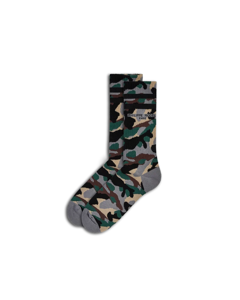 Socks Antoine in Cotton, Grey Green