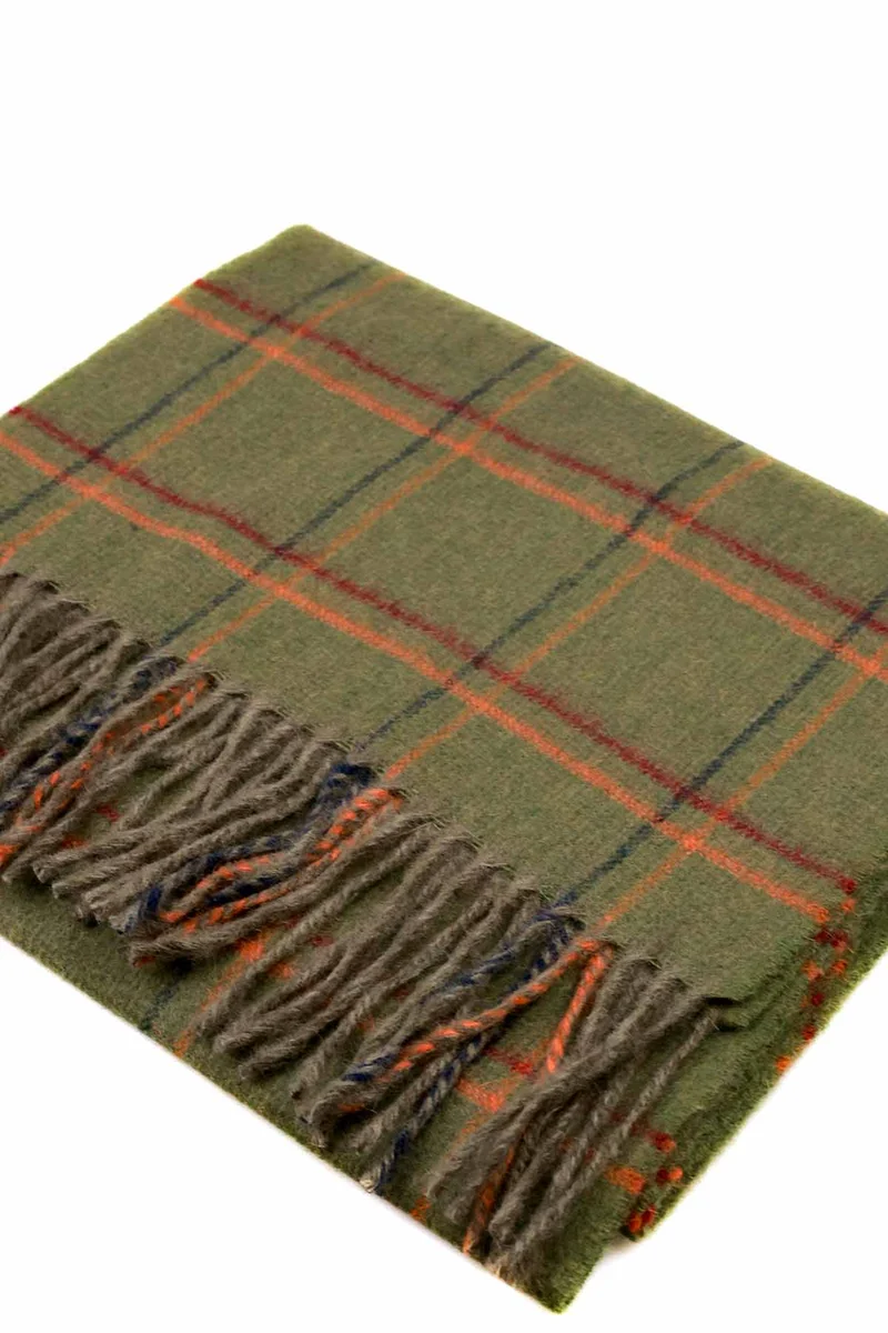Kuuhi Tartan Angora Wolle Schal Grün