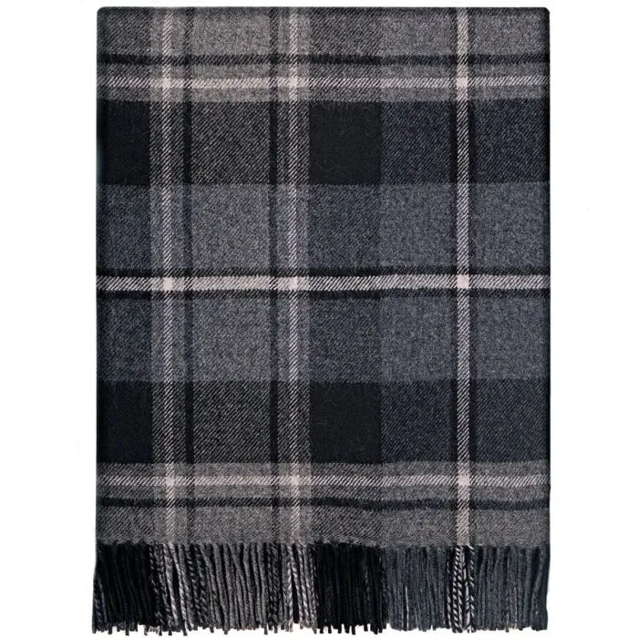 Lochcarron Lammwolle Wolldecke MacRae Hunting Gray