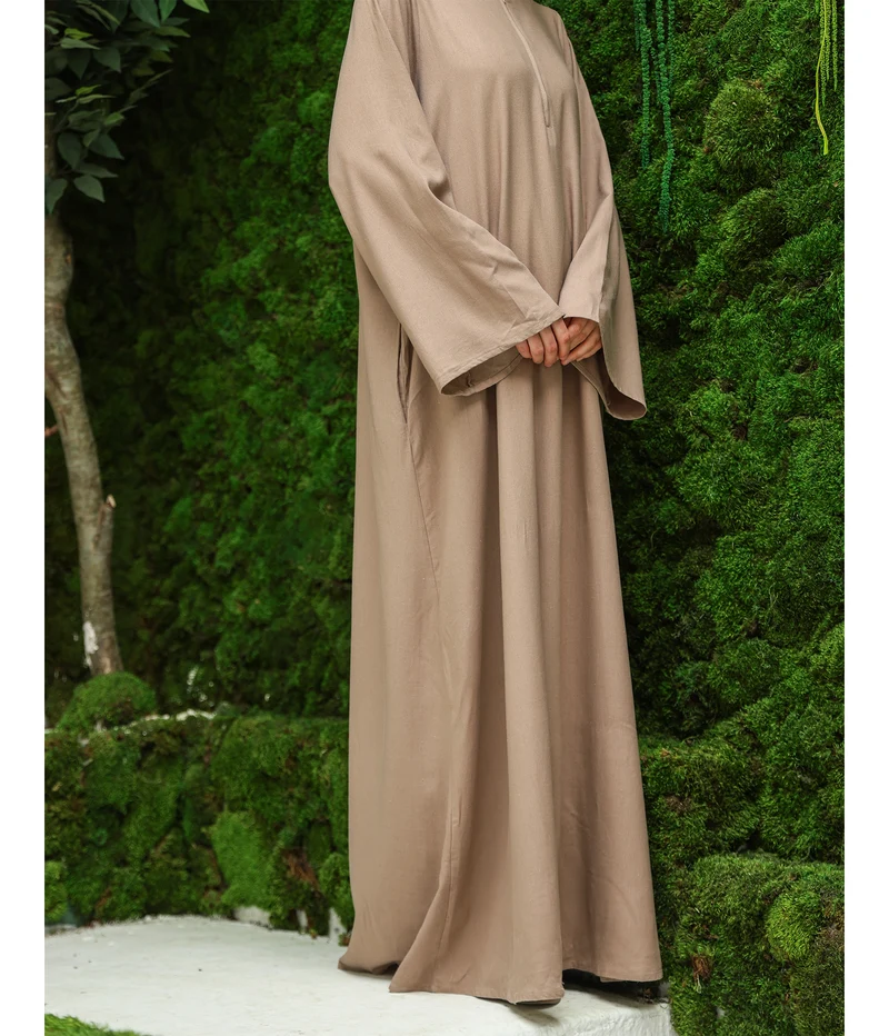Linen Kimono Abaya NIQIRAH - Taupe
