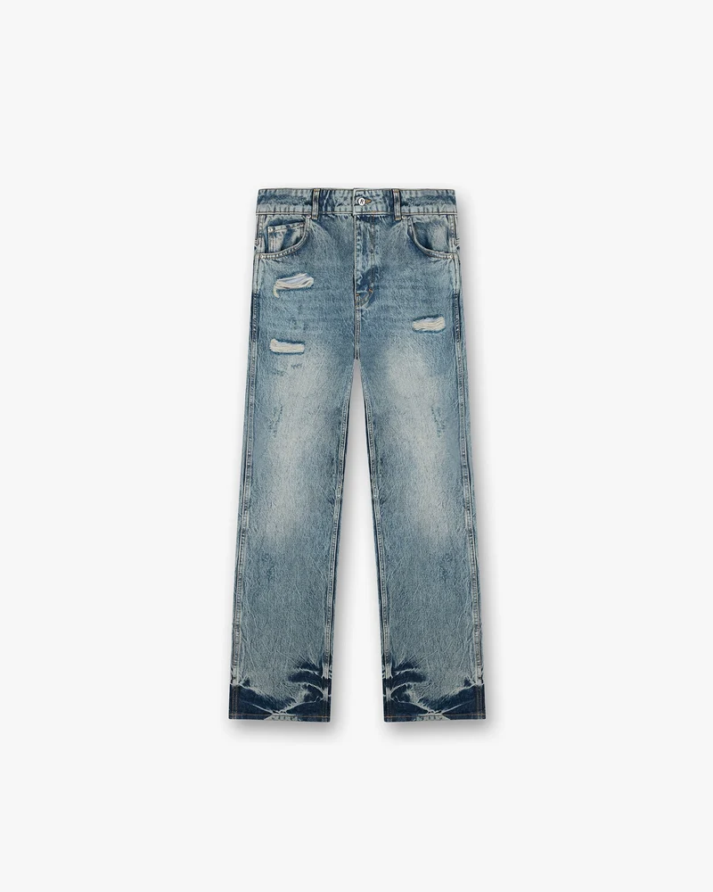 R3 Distressed Baggy Denim - Blue Cream