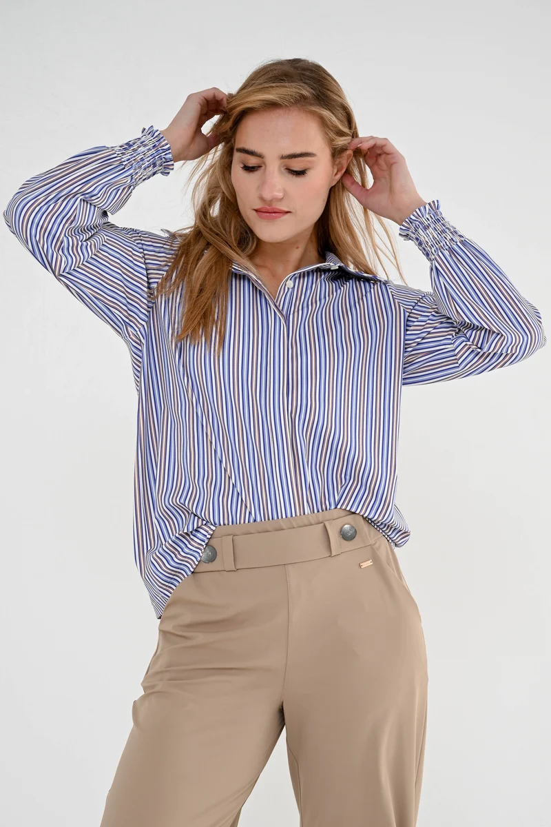 Travel Blouse Moon Blue Stripe