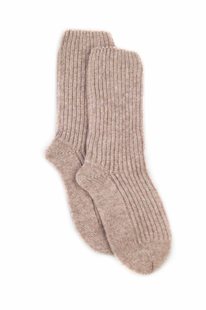 Kuuhi Kaschmir Bettsocken Damen Hellbraun