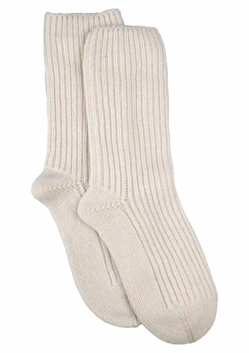 Kuuhi Kaschmir Bettsocken Damen Ivory