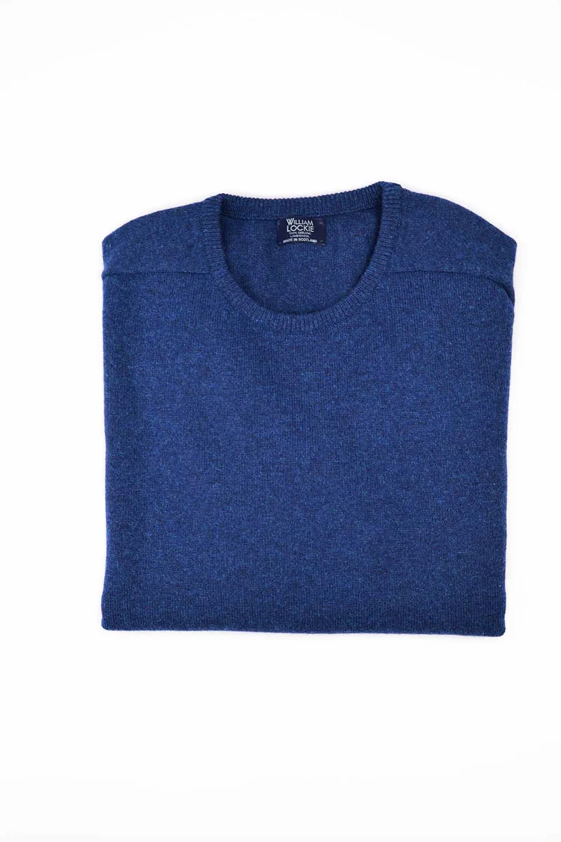 William Lockie Herren Pullover 100% Geelong Lammwolle Leven Blau