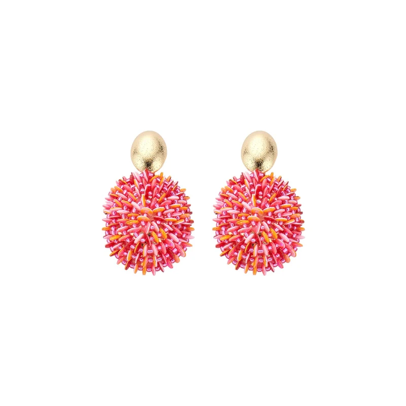 Biba Statement Oorbellen Roze-Oranje - Goudkleurig Metaal met Crystal & Resin