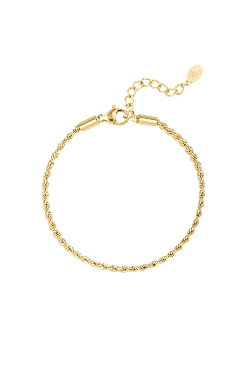 Jasseron Armband Gedraaid Smal Goud RVS - 2.0mm
