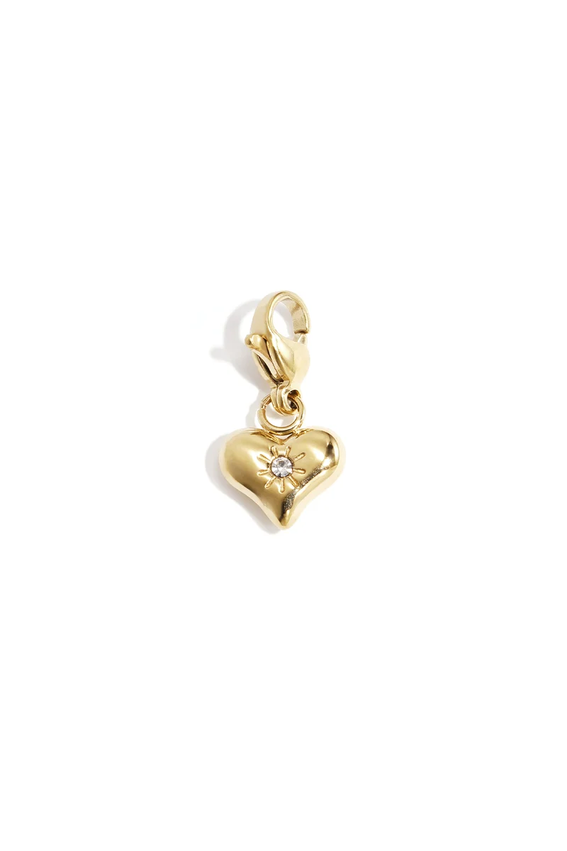 Bedel Hart Goud met Strass - Charm voor Armband en Ketting - Simple Series