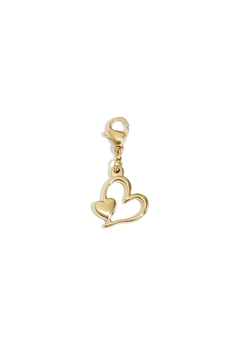 Bedel Dubbel Hart Goud - Charm voor Armband en Ketting - Simple Series