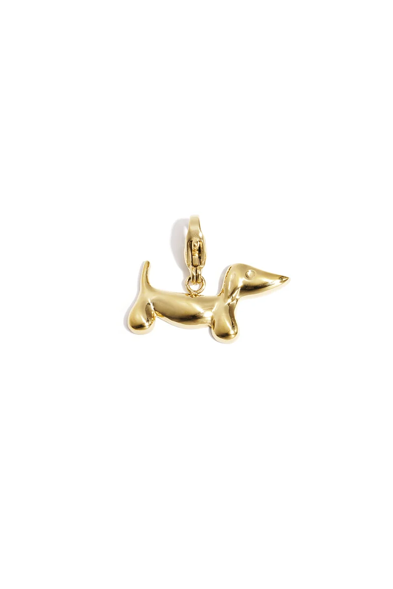 Bedel Teckel Hond Goud RVS - Charm voor Armband en Ketting - Simple Series