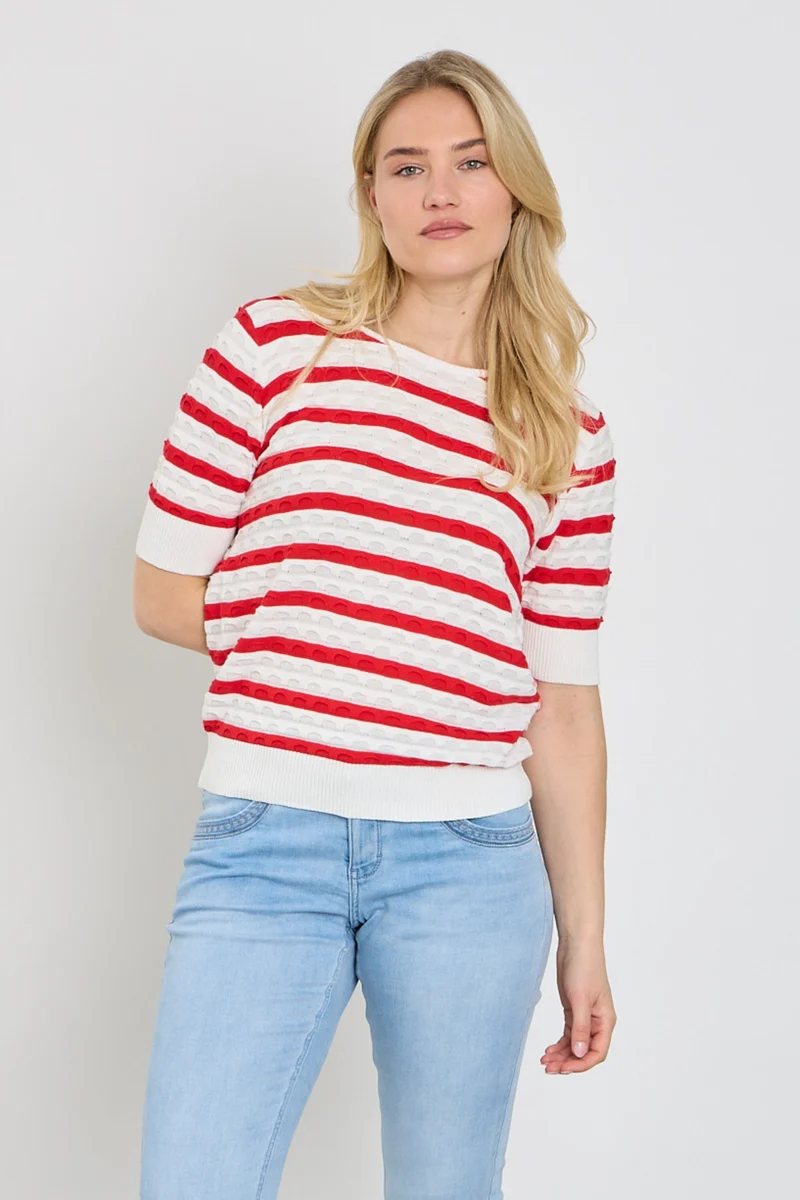 Trui Fqdodo Stripe Star Offwhite True Red 207671