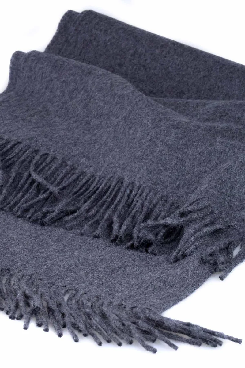 Lammwolle Angora Stola Schiefer Grau