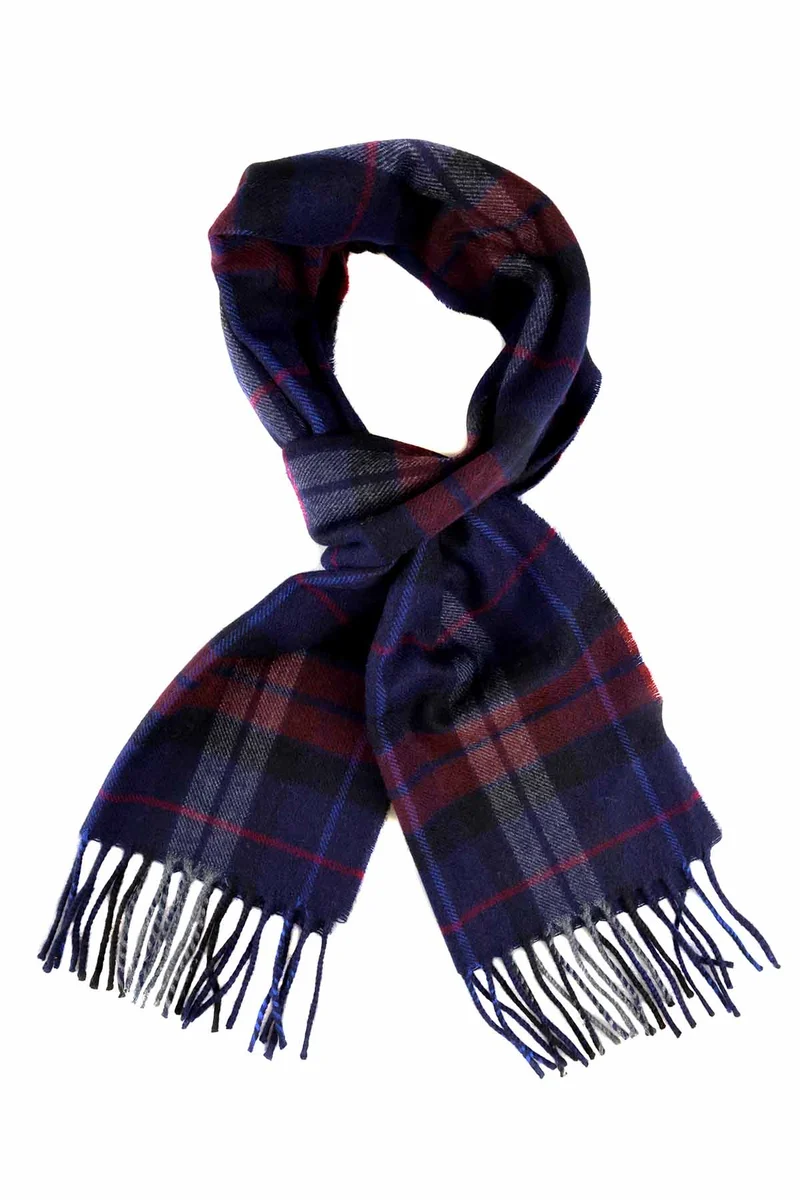 Kuuhi Kaschmirschal Sligachan Blau-Rot-Tartan