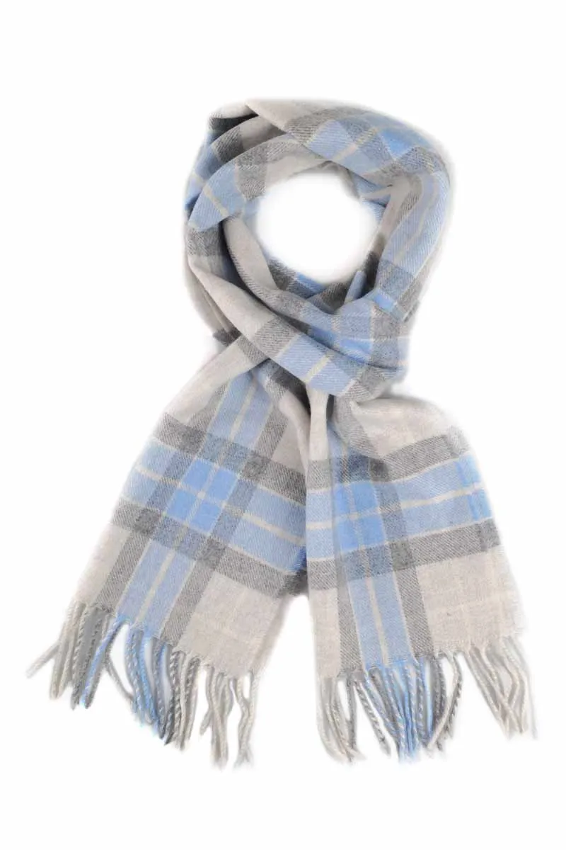 Kuuhi Kaschmirschal Quiraing Blau-Weiß-Grau-Tartan