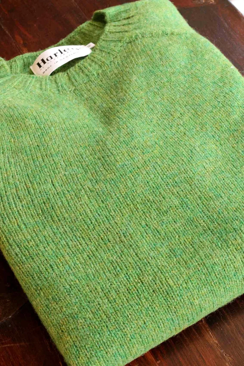 Harley of Scotland Herren Pullover Waldgrün | 100% Schurwolle