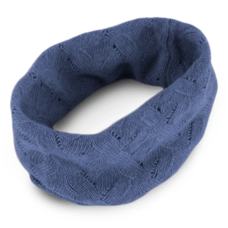 Kaschmir Loop Schal Denim Blau Spitzenkabel