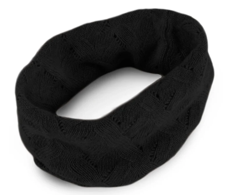 Kaschmir Loop Schal Schwarz Spitzenkabel