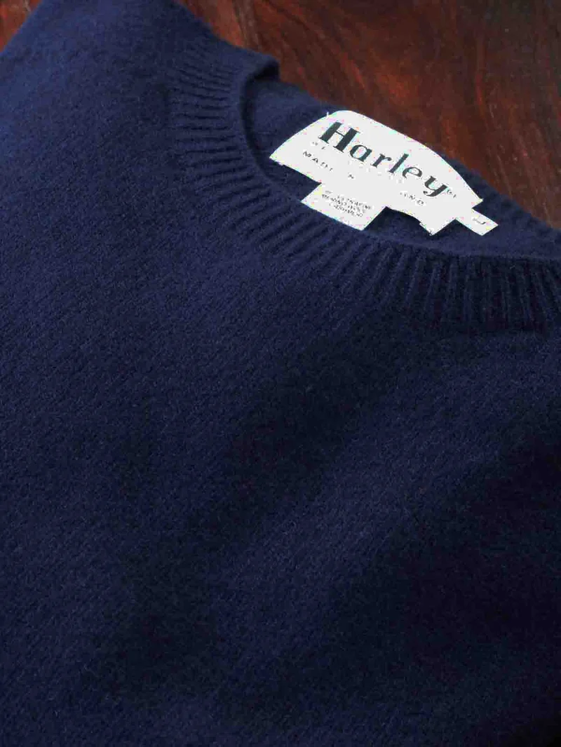 Harley of Scotland Herren Merino & Kaschmir Pullover Mitternachts Blau