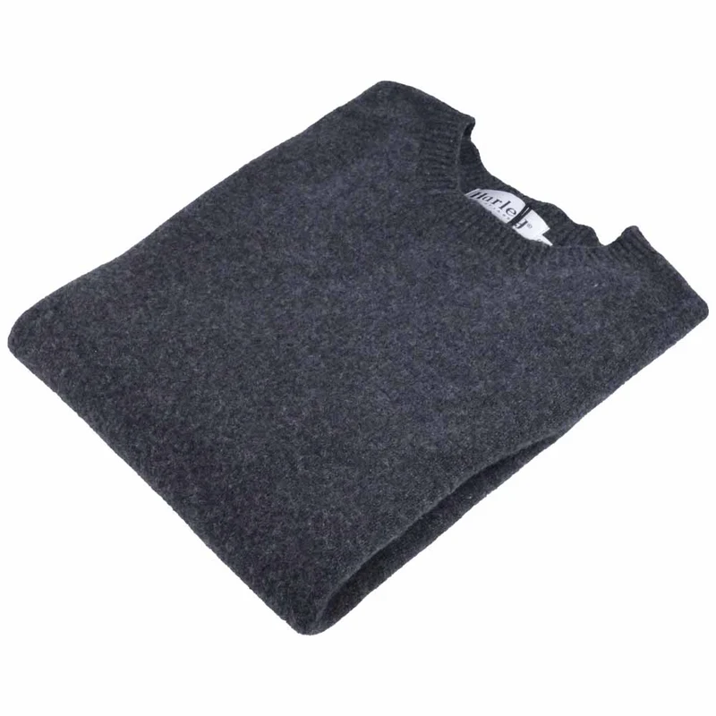 Harley of Scotland Herren Merino & Kaschmir Pullover Dunkel Grau